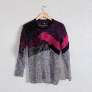 DIESEL Italy Wool Knit Sheer Sweater Designer Streetwear Abstract Crewneck Small